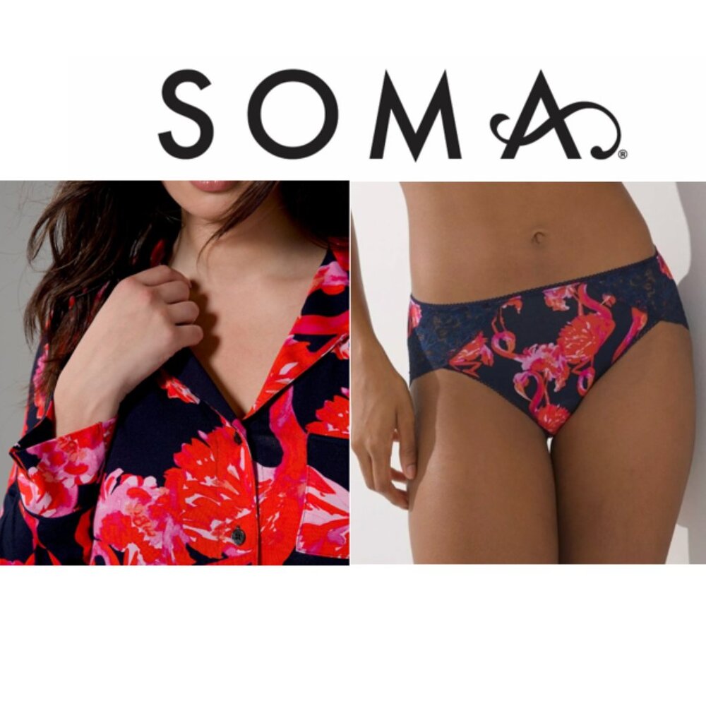 NWT Soma Panty + COOL NIGHTS Notch Collar Long Sleeve Top Set